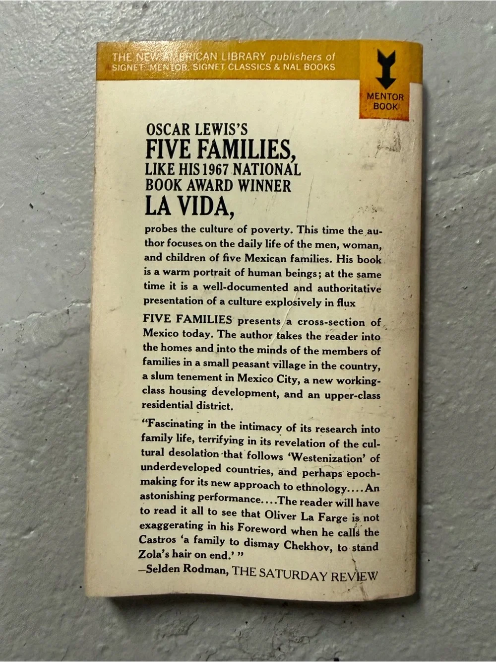 Vintage Five Families Oscar Lewis Anthropology Sociology Mexico Poverty Mentor